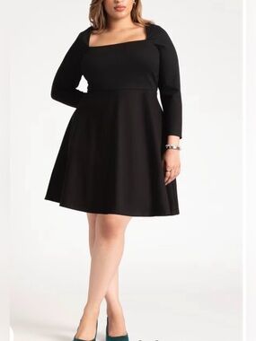 Eloquii  Black Square Neck Mini Dress, size 14, LBD,Classic,Romantic,Minimalist